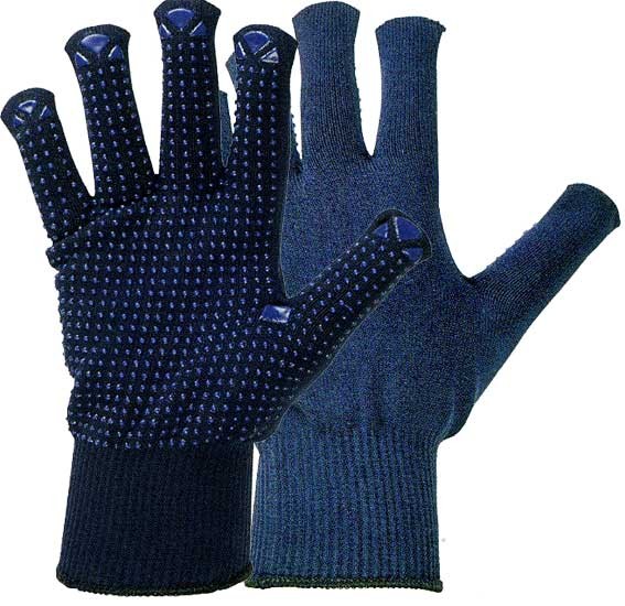 Strick-Handschuhe dunkelblau, genoppt